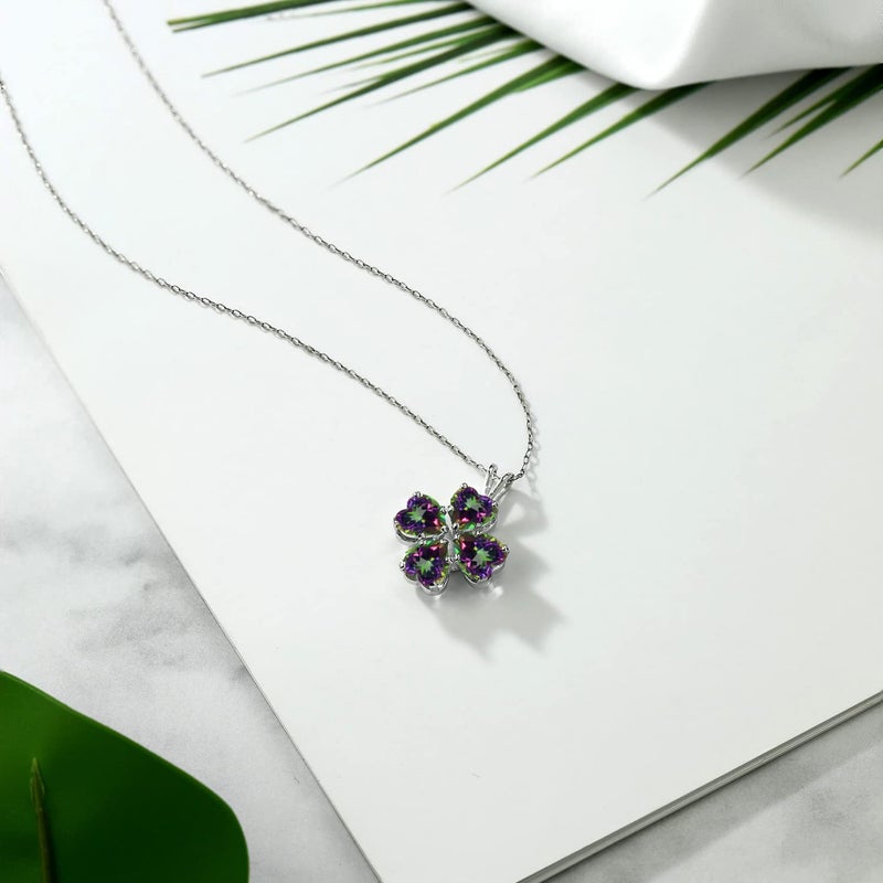 Gem Stone King Green Mystic Topaz Heart Pendant Necklace for Women | 925 Sterling Silver | Gemstone Birthstone | With 18 Inch Silver Chain | Fine Jewelry Gifts for Her Mom Women Wife - Image 4